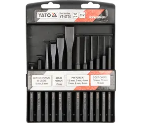 YATO Sada sekáčů & důlčiků a vyrážečů 12 ks / Délka: 100 až 150 mm