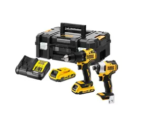 DeWalt DCK2062D2T / Aku příklepový šroubovák + rázový utahovák / 18V / 2x 2.0Ah / nabíječka / kufr