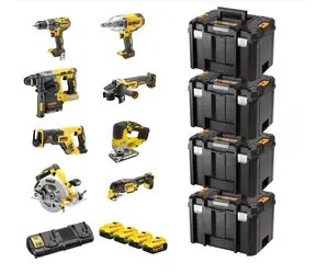 DeWalt DCK865P4T / sada 8ks aku nářadí / 18V / 4x kufr / 4x 5.0Ah baterie / dvojitá nabíječka