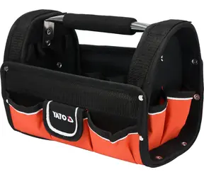 YATO YT-74371 / Otevřená přepravka na nářadí / 9 kapes / kovové držadlo / tělo polyester 600D / 304x190x225 mm