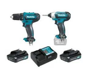 Makita CLX224X / Sada Aku nářadí: Šroubovák DF333 + rázový utahovák TD110 + DC10WD + 2x Aku 12|1.5Ah