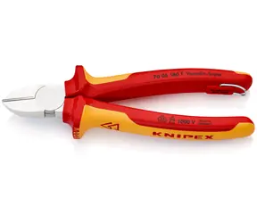 Knipex 70 06 180 T Boční štípací kleště VDE s připevňovacím okem 180mm / měkký: 4mm / polotvrdý: 3mm / tvrdý: 2.5mm