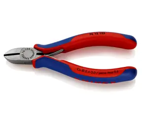 Knipex 76 12 125 Boční štípací kleště pro elektromechaniky 125mm / polotvrdý: 2.3mm / tvrdý:1.5mm / strunový:0.6mm 