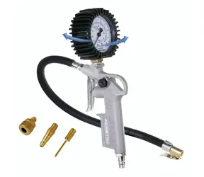 Aerotec Pistole na huštění kol s adaptéry / 10 bar / hadice 30 cm /  PSI&Bar / kalibrovaná / 3 adaptéry