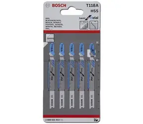 BOSCH 2608631013 / Pilový plátek do kmitací pily T 118 A / HSS / délka: 92 mm / Rozteč zubů: 1.1-1.5 mm / 5ks