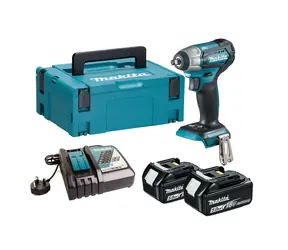 Makita DTW180RTJ / Aku Rázový utahovák / 18V / 3|8" čtyřhran / 2.400 ot-min / 3.600 rázů-min / kufr / 2xAku 5.0 Ah