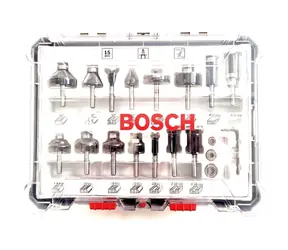 BOSCH 2607017471 / Smíšená sada tvarových fréz s vřetenem 6 mm / 15 ks