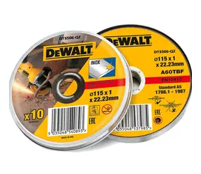 DeWalt DT3506 (10 ks) / Řezný kotouč na nerezovou ocel / 115 x 22.2 x 1.0mm / Šířka řezu 1.0 mm / 10 ks
