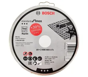 BOSCH Standard for Inox - Rapido 2608603255 / Dělicí kotouč rovný / 125x22.23 mm / Šířka řezu 1.0 mm / 10 ks