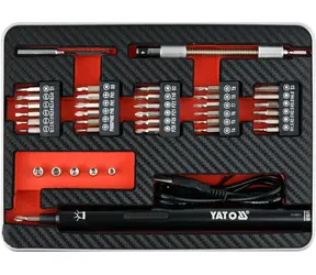 YATO YT-27930 / Přesný aku šroubovák 3.6V SET 39ks / 450 mAh / LED 