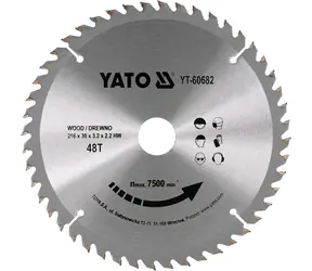 YATO YT-60682 / Pilový kotouč na dřevo / Průměr 216x30 mm / Šířka řezu 3.2 mm / Počet zubů 48