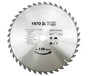 YATO YT-6081 / Pilový kotouč na dřevo / Průměr 350x30 mm / Šířka řezu 3.5 mm / Počet zubů 40