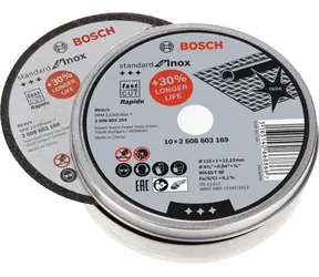 BOSCH Standard for Inox - Rapido 2608603254 / dělicí kotouč rovný / Průměr 115 x 22.23 mm / Šířka řezu 1.0 mm / 10 ks