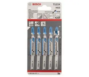 BOSCH 2608638473 / Pilový plátek do kmitací pily T 123 XF / HSS / Délka 100 mm / Rozteč 1.2-2.6 mm / 5 ks