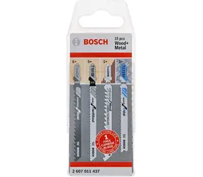 BOSCH 2607011437 / sada pilových plátků se stopkou T pro práci se dřevem a kovem / 15 ks