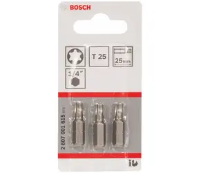 BOSCH Extra-Hart 2607001615 / Šroubovací bit zvlášť tvrdý / T25 / 25 mm / 3 ks