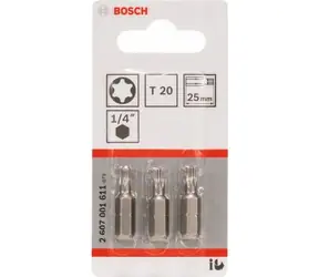 BOSCH Extra-Hart 2607001611 / Šroubovací bit zvlášť tvrdý / T20 / 25 mm / 3 ks