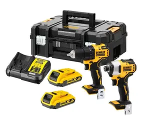 DeWalt DCK2061D2T / Aku sada nářadí / vrtačka DCD708 & rázový utahovák DCF809 / 18 V / 2x 2.0 Ah / nabíječka & kufr