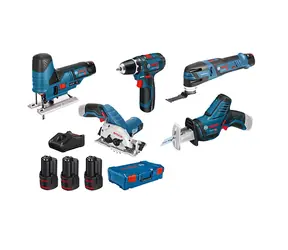 BOSCH 0615A0017C / Sada Aku nářadí: GSR 12V-15 + GST 12V-70 + GOP 12V-28 + GKS 12V-26 + GSA 12V-14 / 3x3.0 Ah+GAL 12V-20