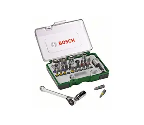BOSCH 2607017160 / Sada bitů a nástrčných klíčů (27ks) / 19x bit / 5x nástrčný klíč / 1x ráčna / 1x držák / 1x adaptér