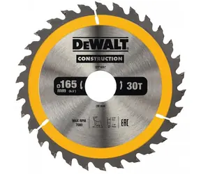 DeWalt DT1937 / Pilový kotouč pro aku pily / Průměr 165x30 mm / Šířka řezu 2.4 mm / Počet zubů 30