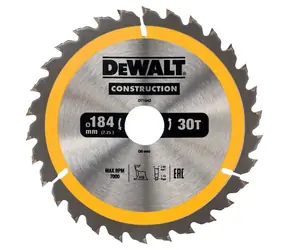DeWalt DT1942 / Pilový kotouč pro pily / Průměr 184x30 mm / Šířka řezu 2.6 mm / Počet zubů 30