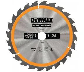DeWalt DT1956 / Pilový kotouč pro pily / Průměr 250x30 mm / Šířka řezu 3.0 mm / Počet zubů 24