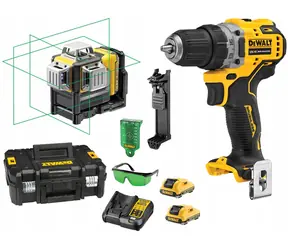 DeWalt DCK212D2T / Aku vrtačka DCD701 + Laser DCE089 / 2x Aku 2.0Ah / kufr / nabíječka