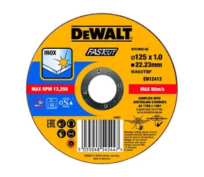 DeWalt DT43902 / Řezný kotouč na nerez kov / Průměr 125x22.2 mm / Šířka 1.0 mm