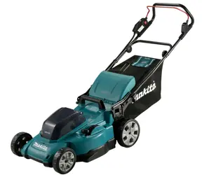 Makita DLM480PT2 / Aku Sekačka na trávu / 2x 18V / 3100 ot-min / až 650 m2 / záběr 48 cm / koš 62 l / 2x 5.0 Ah