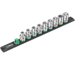 WERA Magnetická lišta na hlavice C 4 se sadou nástrčných hlavic Zyklop / připojovací rozměr 1/2" / 9 dílný