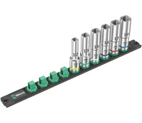 WERA Magnetická lišta na hlavice C Deep 1 se sadou nástrčných hlavic / připojovací rozměr 1/2" / 6 dílný