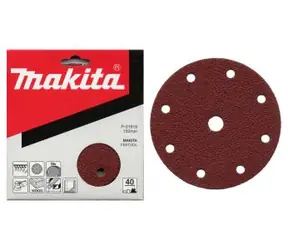 Makita P-32007 / Brusný papír na dřevo | kov | kámen / Zrnitost 320 / Průměr 150 mm / 9 otvorů / 10 ks