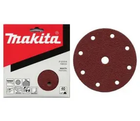 Makita P-31974 / Brusný papír na dřevo | kov | kámen / Zrnitost 180 / Průměr 150 mm / 9 otvorů / 10 ks