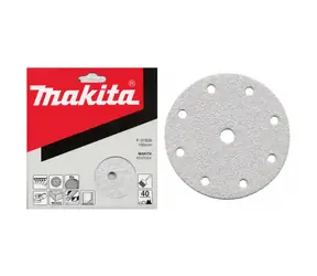 Makita P-37910 / Brusný papír na dřevo | kov | kámen / Zrnitost 240 / Průměr 150 mm / 9 otvorů / 10 ks