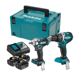 Makita DLX2359TJ1 / Sada aku nářadí: vrtačka DHP484 & rázový utahovák DTW300 / 18V / 3x 5.0Ah