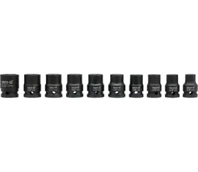 YATO YT-1025 / Sada nástavců 1/2" rázové šestihranné 10 ks / 10-22 mm / CrMo