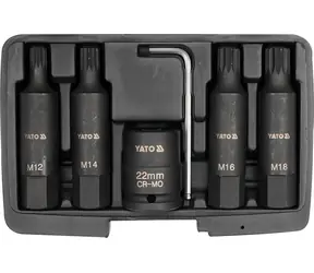 YATO YT-1157 / Sada nástavců 3/4" rázové 6 ks M12-M18 vícezubé / CrMo