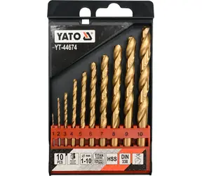 YATO YT-44674 / Sada vrtáků do železa / HSS-TiN / 10ks / 1-10mm