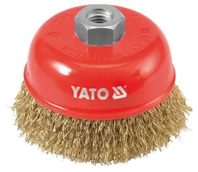 YATO YT-4766 / Kartáč drátěný čelní M14 x 100 mm / pomosazený drát