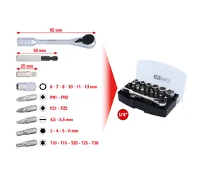 KS Tools Sada bitů 1/4" - 24 dílů