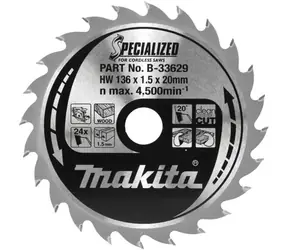 Makita B-33629 Specialized / pilový kotouč na dřevo / průměr 136 x 20mm / počet zubů 24