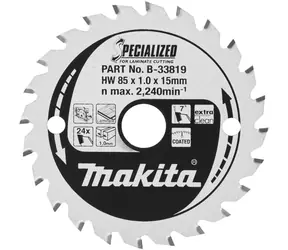Makita B-33819 SPECIALIZED / pilový kotouč na dřevo / průměr 85 x 15mm / počet zubů 24