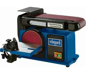 Scheppach BTS 800 / Kombinovaná bruska / pásová a čelní / 370W / 7.5m/s / 2980 ot-min / 150mm kotouč / 230V