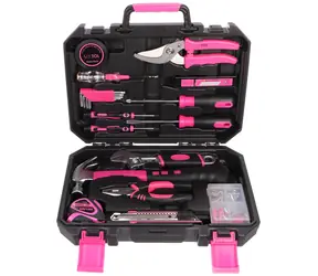 SIXTOL HOME PINK 88 / Sada nářadí / uhlíková ocel / 88ks