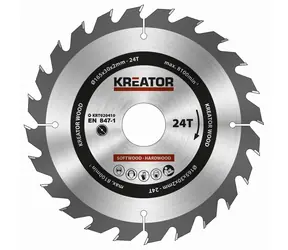 KREATOR KRT020410 / Pilový kotouč na dřevo / Průměr 165 x 30 mm / Šířka řezu 2.0 mm / Počet zubů 24