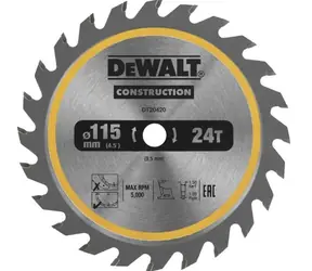 DeWalt DT20420 / Pilový kotouč pro pily / Průměr 115x9.5 mm / Počet zubů 24