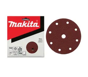 Makita P-31946 / Brusný papír na dřevo | kov | kámen / Zrnitost 100 / Průměr 150 mm / 9 otvorů / 10 ks