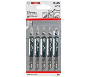 BOSCH 2608630033 / Pilový plátek do kmitací pily T 111 C / HCS / délka: 100 mm / Rozteč zubů: 3 mm / 5ks
