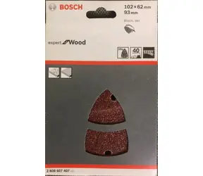 BOSCH 2608607407 / Sada brusných papírů pro delta brusky 102 x 62 93 mm / Zrnitost  40 / 10ks
